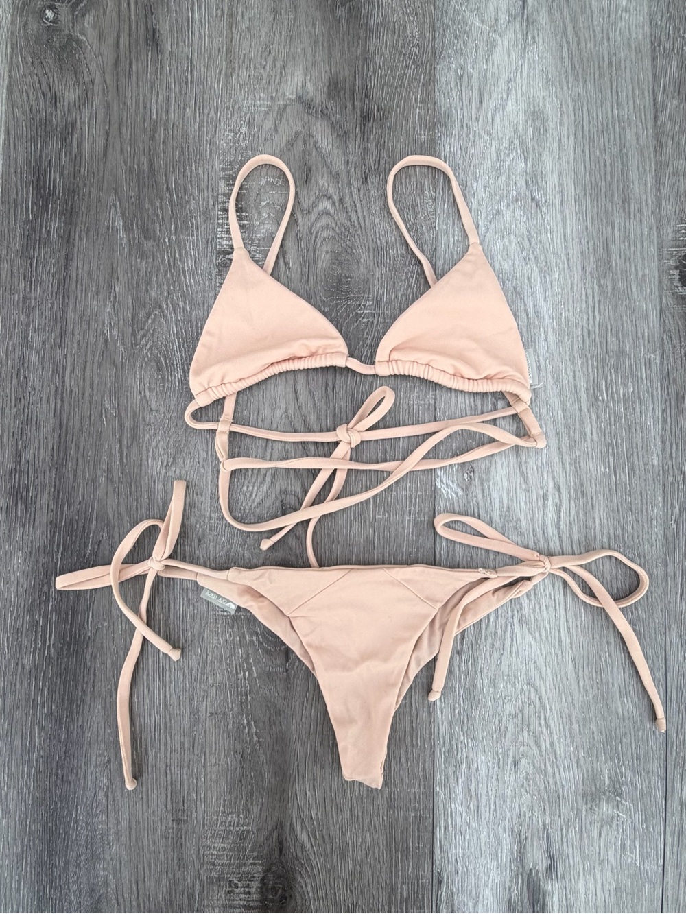 OLA FEROZ Women’s Nude Tie-String Bikini Set XS